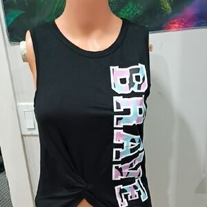 💜No Boundaries Black Muscle Tee with Colorful 'BRAVE' Graphic